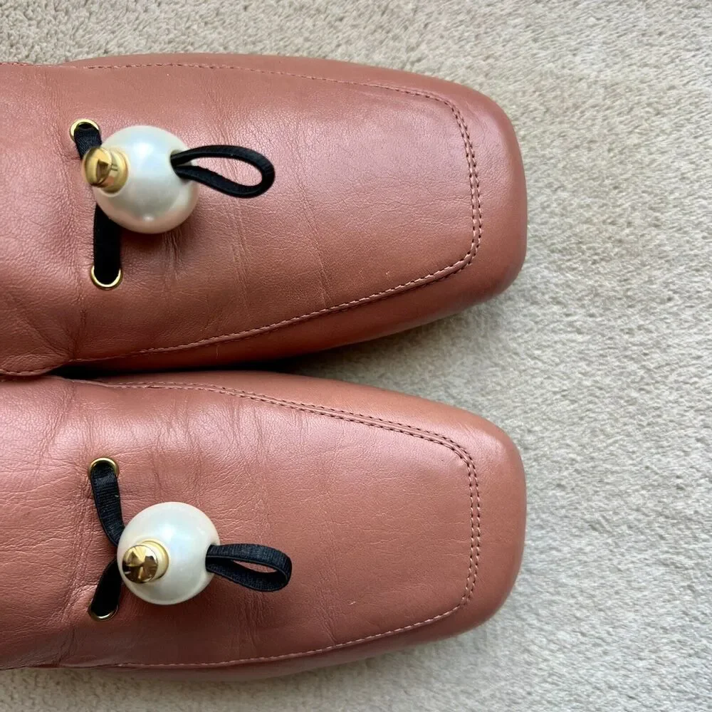Nicholas Kirkwood Delfi Clay Leather‎ Square Toe Loafer Pearl EU 35.5 US 5.5